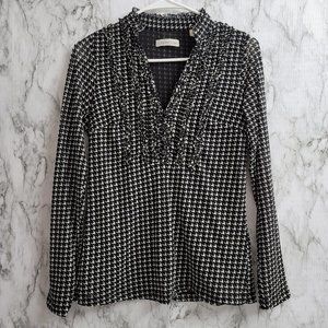 Coldwater Creek Black & White Long Sleeve Blouse S